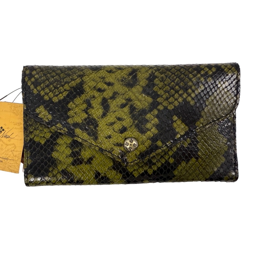 Patricia Nash Cori Leather Envelope Wallet-Olive Python-NWT-‎ STUNNING!